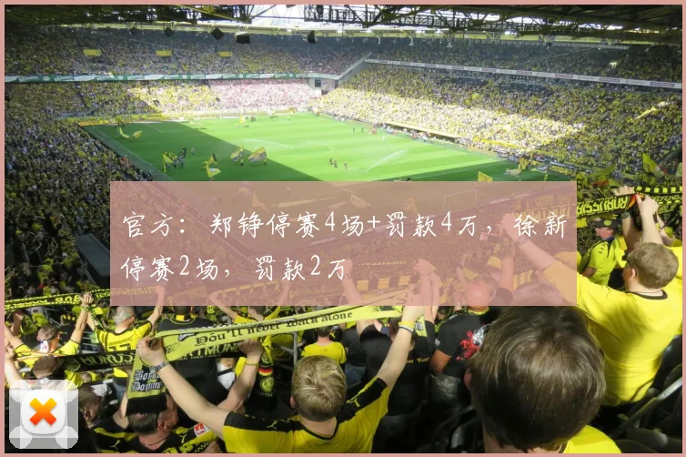 官方：郑铮停赛4场+罚款4万，徐新停赛2场，罚款2万